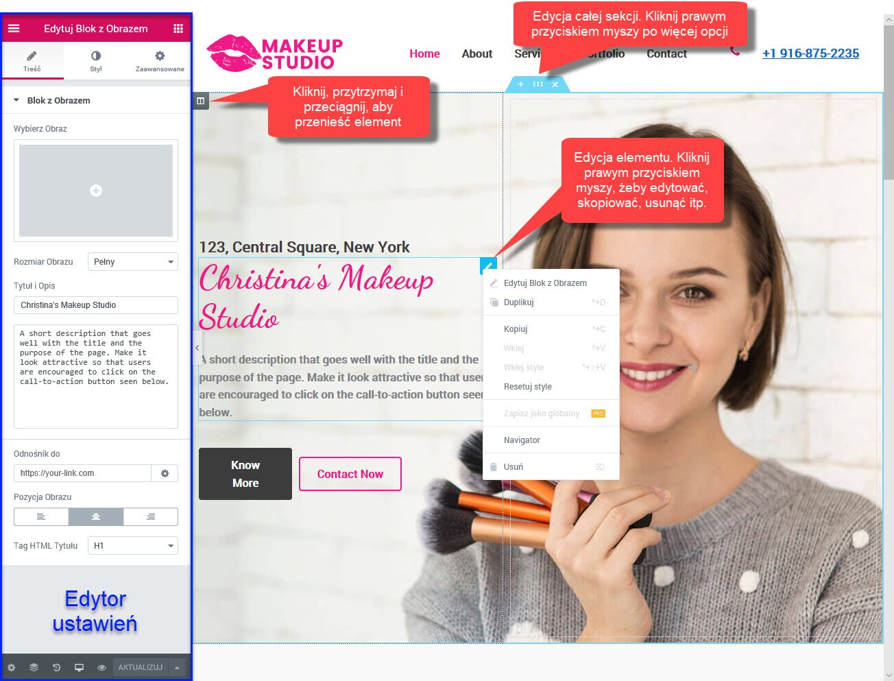 Edytowanie strony w Elementorze - podstawowe funkcje i elementy edytora