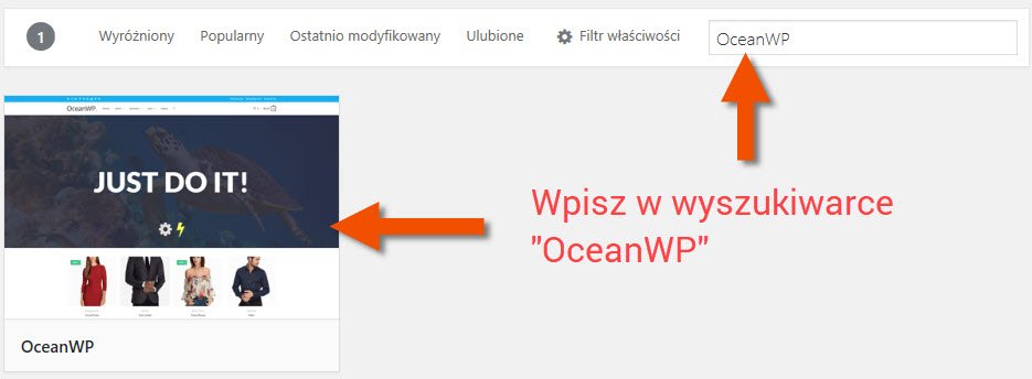 Jak znaleźć szablon OceanWP i zainstalować go dla nowo zakładanego bloga na WordPress