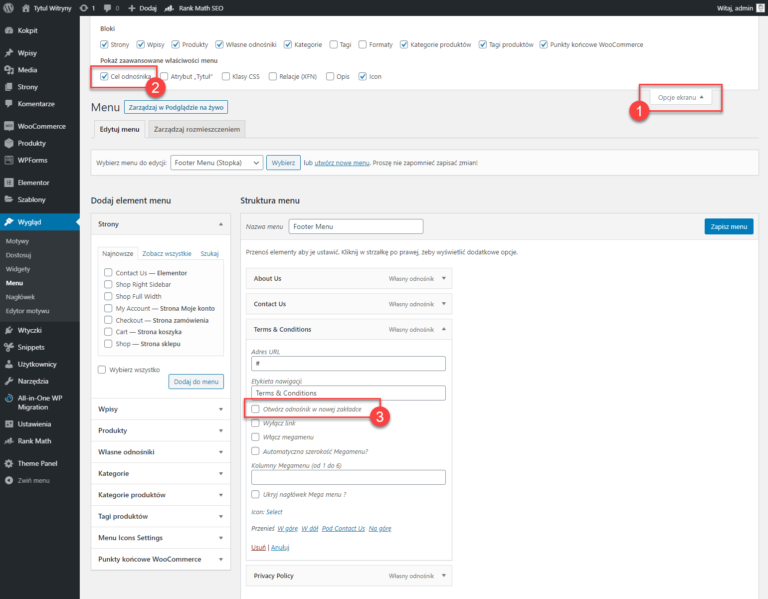 Jak otwierać linki menu w nowej zakładce przeglądarki
