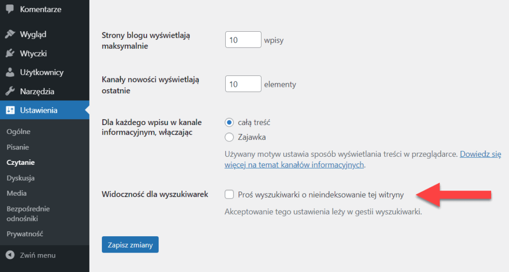 Funkcja WordPress, która pozwala ukryć stronę internetową przed indeksowaniem jej przez wyszukiwarki internetowe